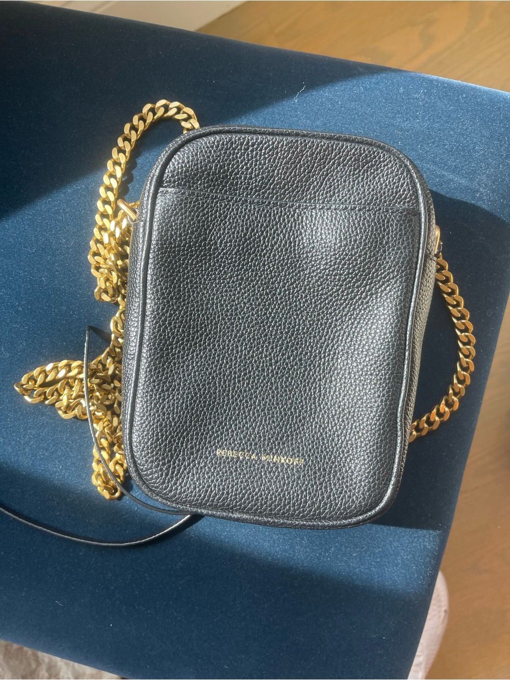 Rebecca Minkoff Black Pebbled Leather Mini Crossbody with Gold Hardware - Picture 9 of 9